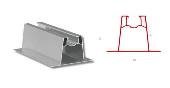 PROFIL MINI RAIL ALUMINIU 40X60MM, LUNGIME 400mm